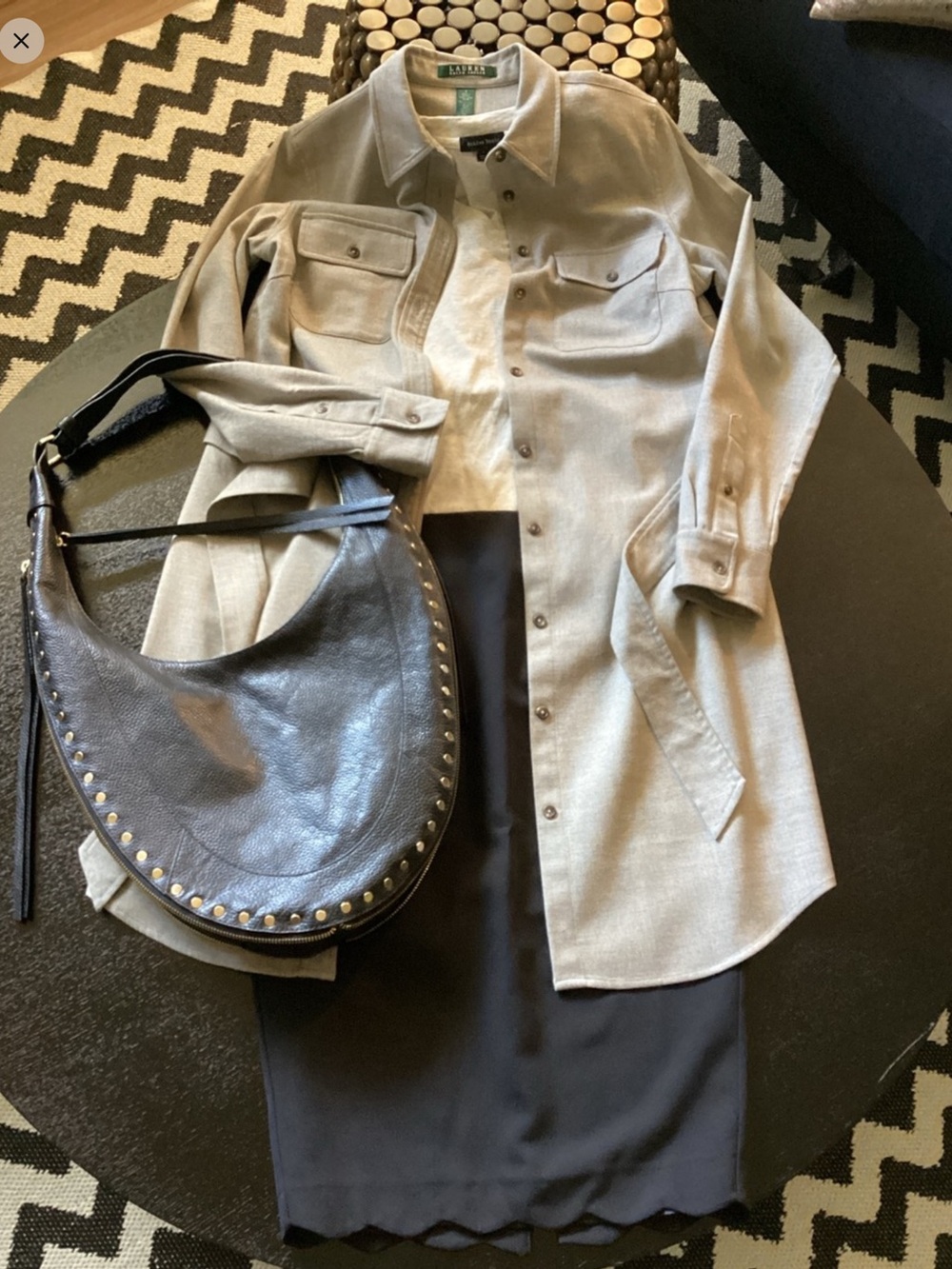 Vince Camuto Leather & Gold Studs Hobo Handbag